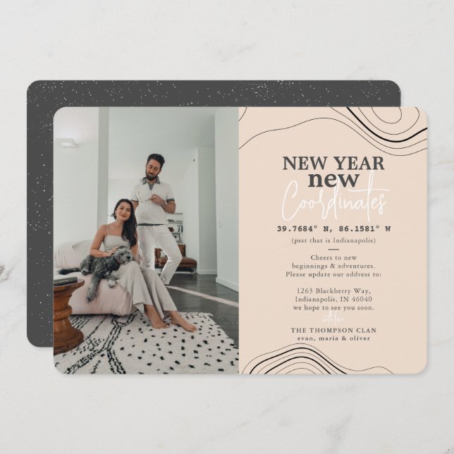 New Year Coordinates Pic Peach Moving Announcement (Front/Back)