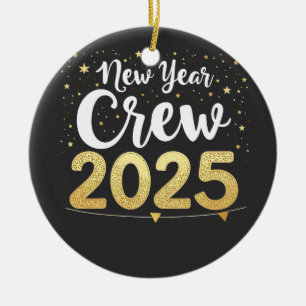 New Year Crew 2025 Cousins Family Matching Crew Ceramic Tree Decoration