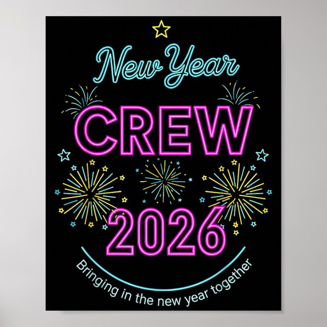 New Year Crew 2026, Family Matching Happy New Year Poster (Front)