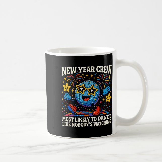 New Year Crew Most Likely To Dance Retro Party  Coffee Mug (Right)