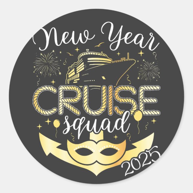 New Year Cruise Squad 2025 Classic Round Sticker (Front)
