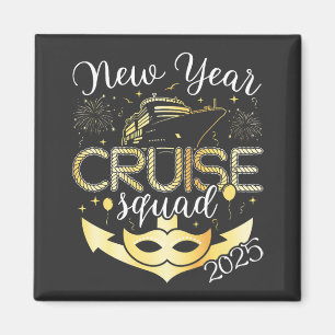 New Year Cruise Squad 2025 Square Magnet
