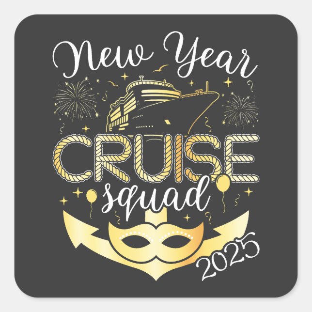 New Year Cruise Squad 2025 Square Sticker (Front)