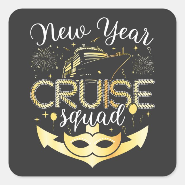 New Year Cruise Squad Square Sticker (Front)