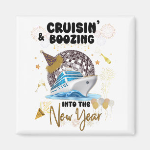 New Year Cruising and Boozing Vacation Matching Magnet