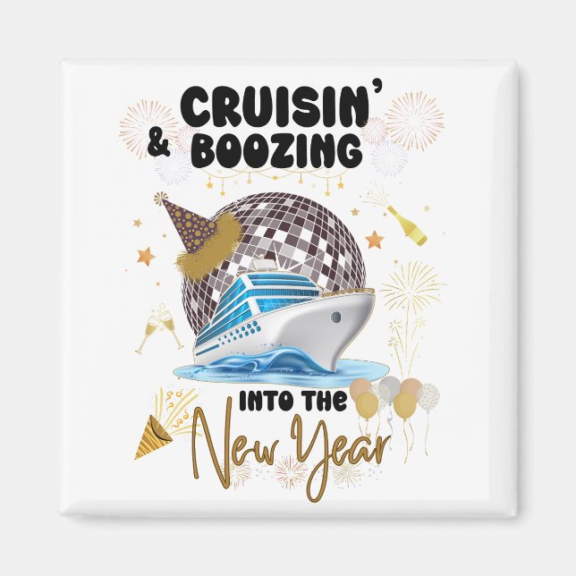 New Year Cruising and Boozing Vacation Matching Magnet (Front)