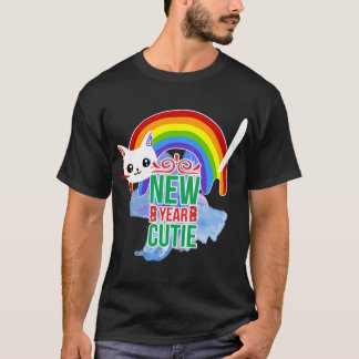 New Year Cutie Rainbow Cat T-Shirt