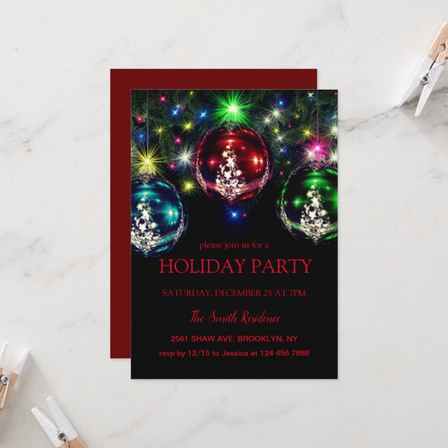 New Year decoration, Christmas star  Invitation (Front/Back In Situ)