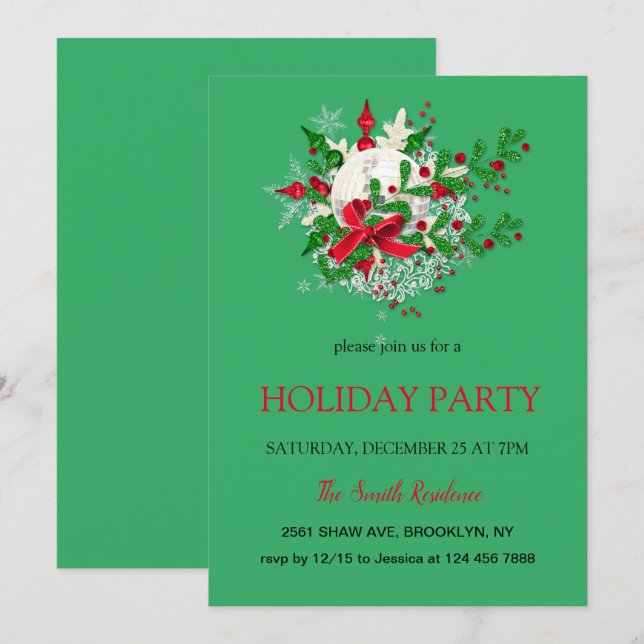 New Year decoration , Christmas star Invitation (Front/Back)
