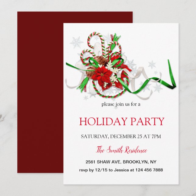 New Year decoration loli pop, Christmas star Invit Invitation (Front/Back)