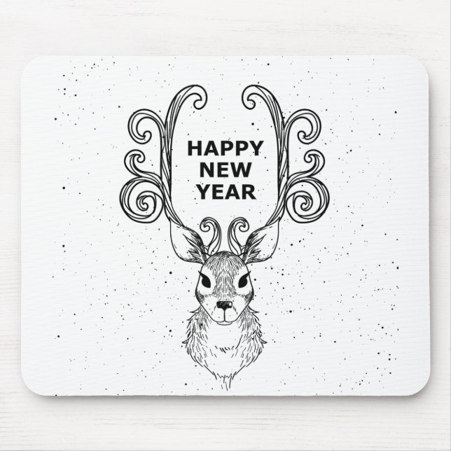 New Year Deer Christmas Holiday Mouse Mat (Front)