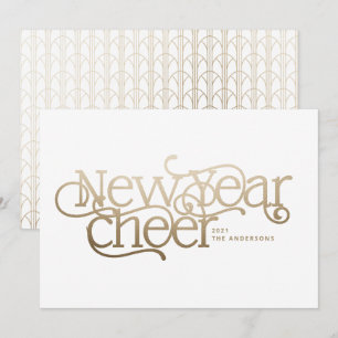 New year elegant Art Deco typography gold chic Holiday Card