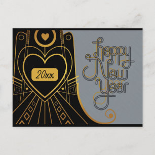 New Year Elegant Vintage Art Deco Postcard