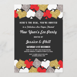 New Year Eve Party Las Vegas Casino Glitter Invite
