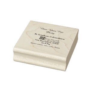 New year eve party scan QR RSVP name pink blue Rubber Stamp