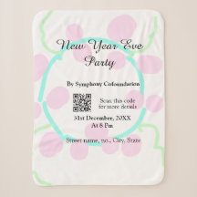 New year eve party scan QR RSVP name pink blue