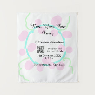 New year eve party scan QR RSVP name pink blue Tapestry