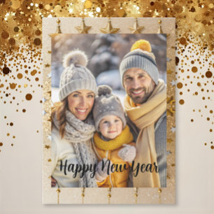 New year Family Photo elegant  typography modern  Holiday Card