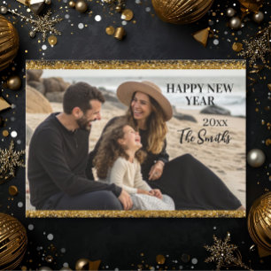 New year Family Photo elegant  typography modern  Holiday Card