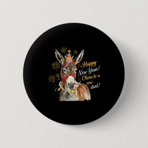 New Year Farm Animal Farmgirl Happy New Year  6 Cm Round Badge