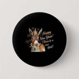 New Year Farm Animal Farmgirl Happy New Year  6 Cm Round Badge