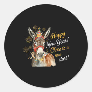 New Year Farm Animal Farmgirl Happy New Year  Classic Round Sticker