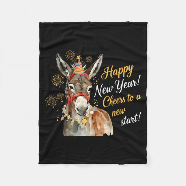 New Year Farm Animal Farmgirl Happy New Year  Fleece Blanket (Front)