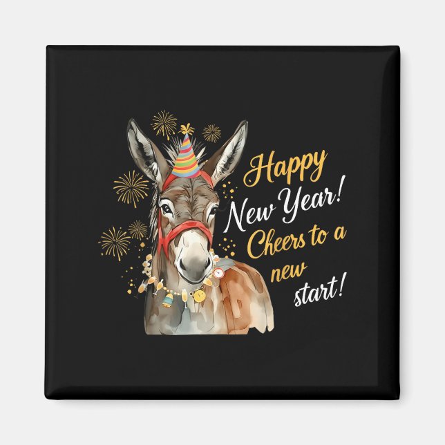 New Year Farm Animal Farmgirl Happy New Year  Magnet (Front)