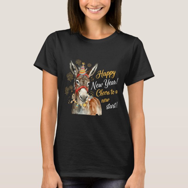 New Year Farm Animal Farmgirl Happy New Year  T-Shirt (Front)