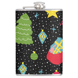 New Year Festive: Colourful Seamless. Hip Flask