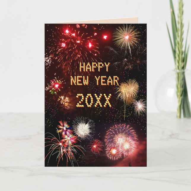 New Year Fireworks (customisable) Holiday Card (Front)