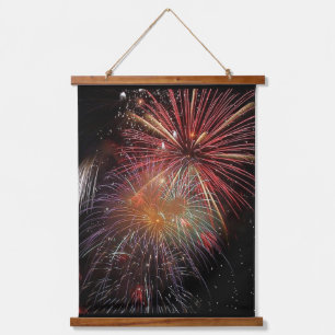 New Year Fireworks Sparkles Hanging Tapestry