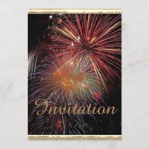 New Year Fireworks Sparkles Invitation