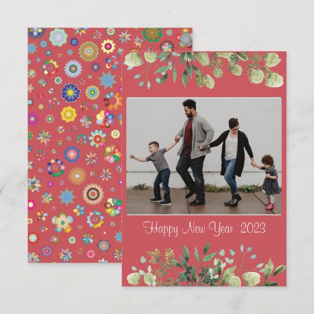 New Year Flat Thank You Card (Front/Back)