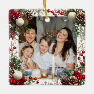 NEW YEAR  Frame with custom Photo Family 2026 Ceramic Ornament