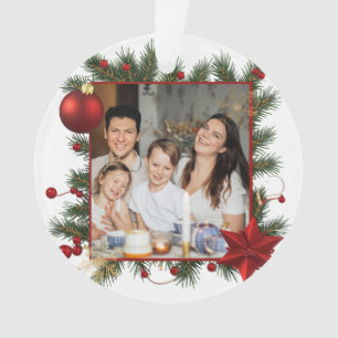 New year Frame with Red Star  Photo Family 2026 Ornament