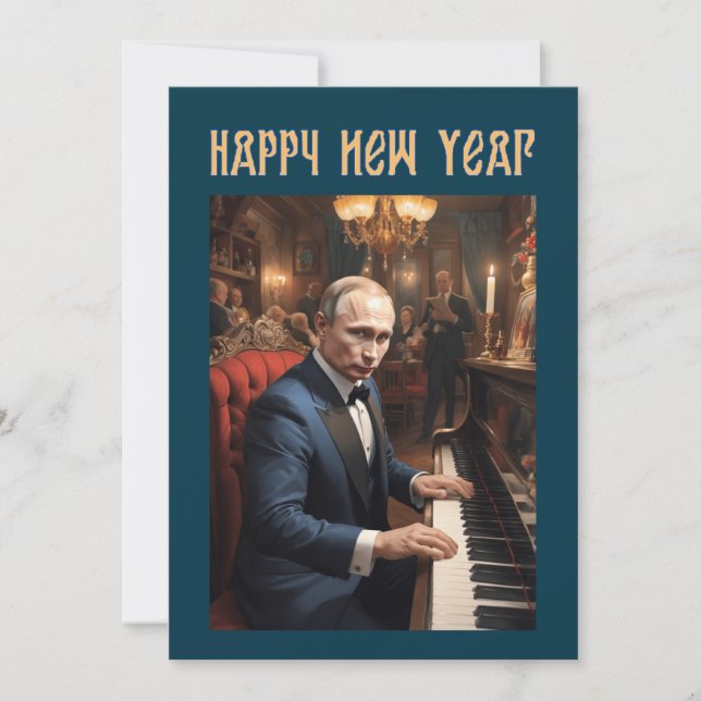 New Year Funny Vladimir Putin Russian Holiday Card (Front)