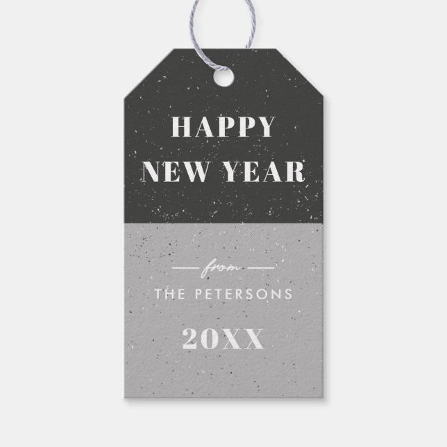 New Year Geometric Holiday Gift Tag - Black (Front)