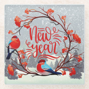 New Year Glass Coaster