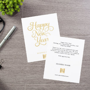 New Year gold script business logo card