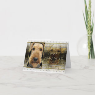 New Year - Golden Elegance - Airedale Holiday Card