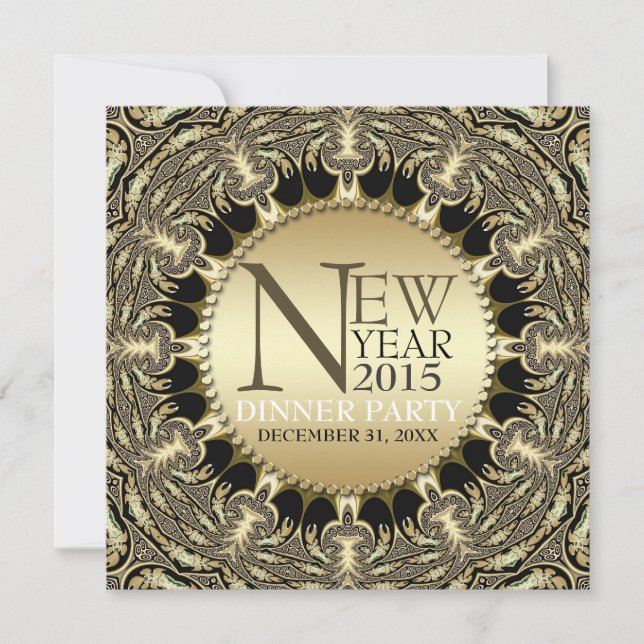 New Year Golden Sun Tribal Funky Party Invitations (Front)