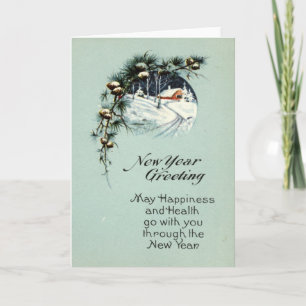 New Year Greeting 1915 Vintage Holiday Card