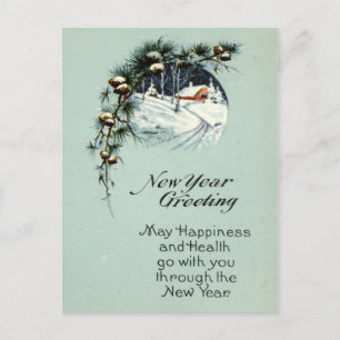 New Year Greeting 1915 Vintage Holiday Postcard