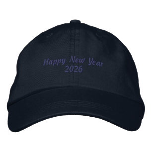 New Year Hair Accessories-Hat Elegant Look Navy Embroidered Hat