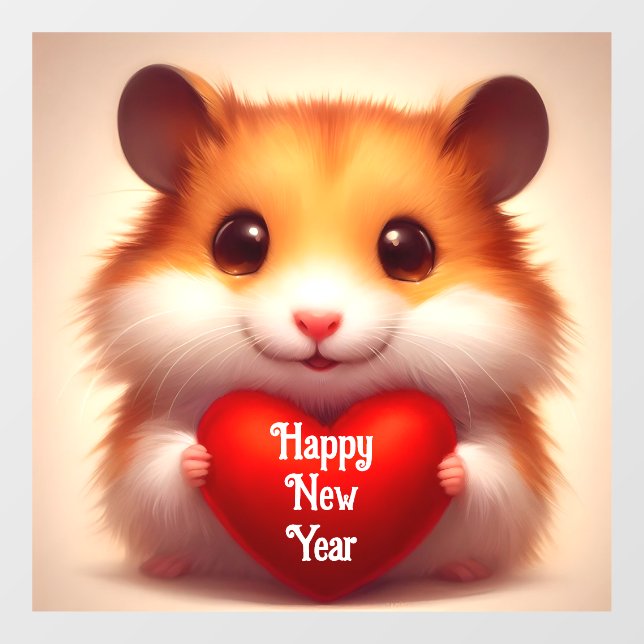 New Year Hamster Window Cling (Sheet)