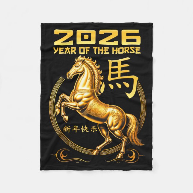 New Year Happy Chinese New Year Of Horse 2026  Fleece Blanket (Front)
