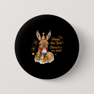 New Year Happy New Year Farmgirl Farm Animal  6 Cm Round Badge