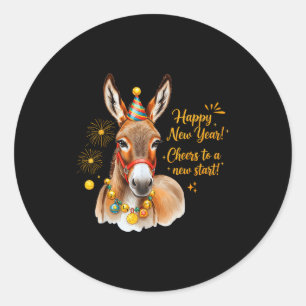 New Year Happy New Year Farmgirl Farm Animal Classic Round Sticker