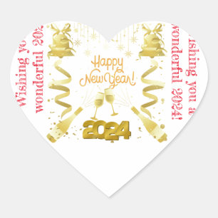 New year heart sticker